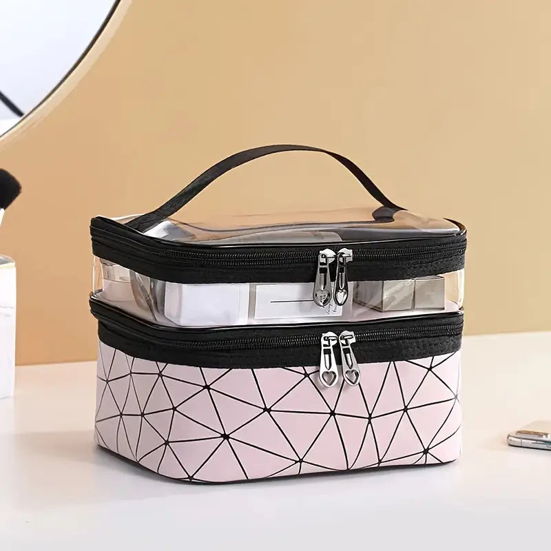 Large Waterproof Double Layer Makeup Travel Bag