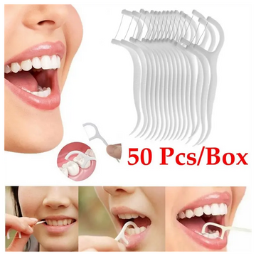 50pcs Dental Floss Picks for Oral Care and Gum Health