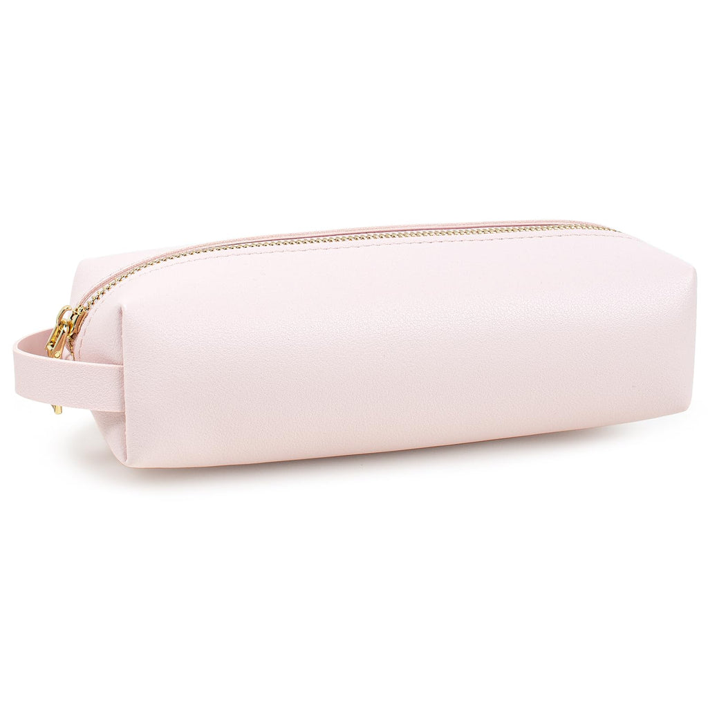 FFpaw Travel Makeup Bag Slim Makeup Brush Bag Small Makeup Bag for Purse Leather Brush Holder Bag Portable Cosmetic Case Travel Toiletry Bag with Zipper Car Essentials for Women Girls