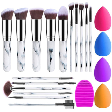 16 Piece Makeup Brush Set + Sponges & Cleaner