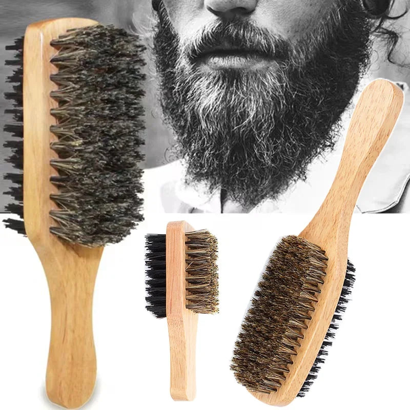 NoviaGlow Double-Sided Wooden Beard Brush