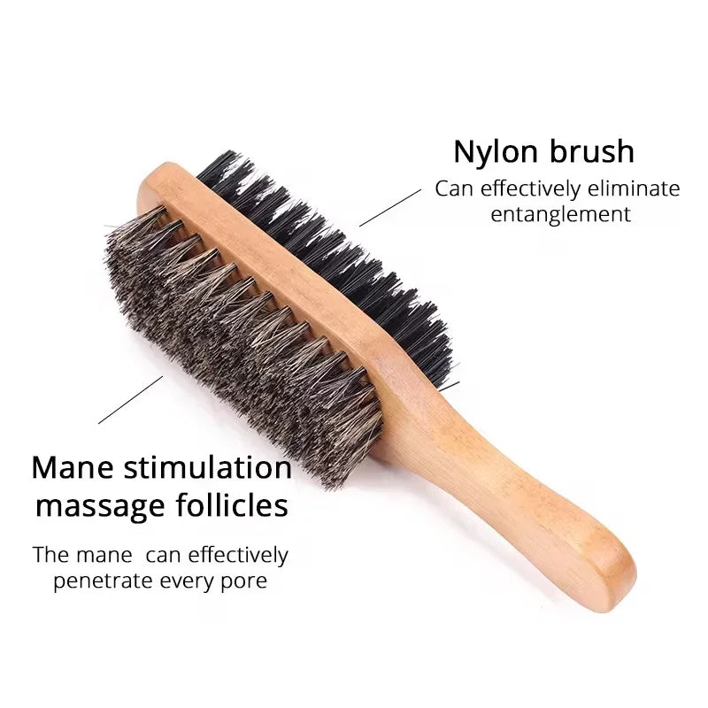 NoviaGlow Double-Sided Wooden Beard Brush