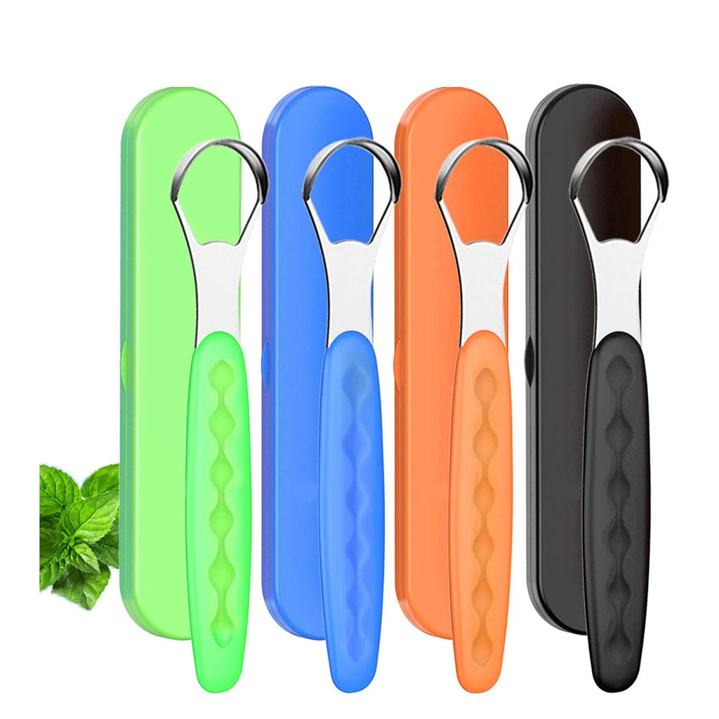 NoviaGlow Stainless Steel Tongue Cleaner with Case