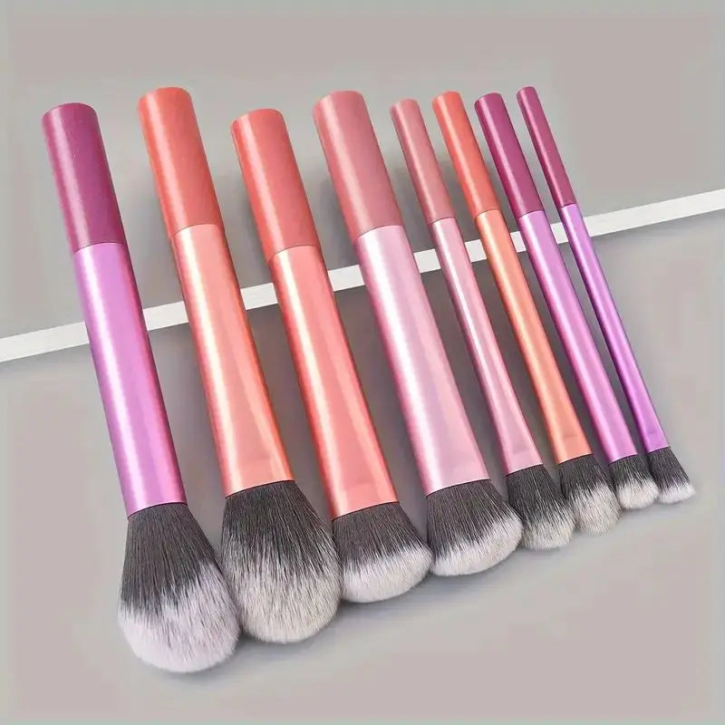 NoviaGlow 8pcs Professional Makeup Brush Set – Soft Synthetic Bristles, Cruelty-Free, Easy to Clean, for Foundation, Blush & Eyeshadow