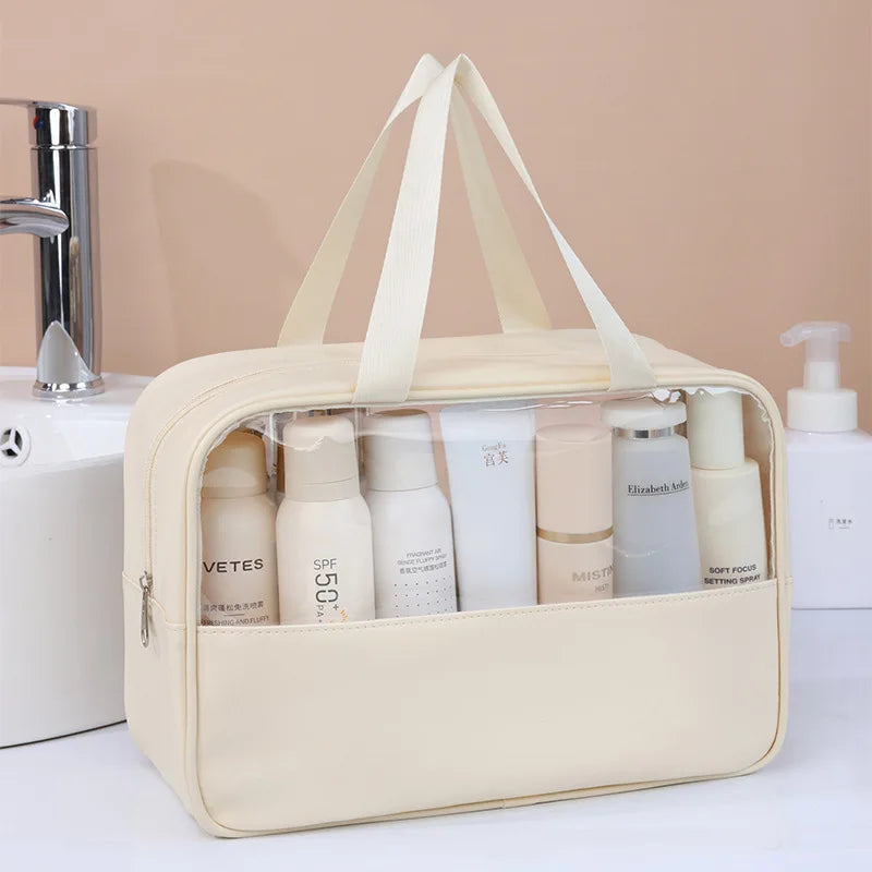 NoviaGlow Transparent Travel Makeup Bag – Waterproof Organizer