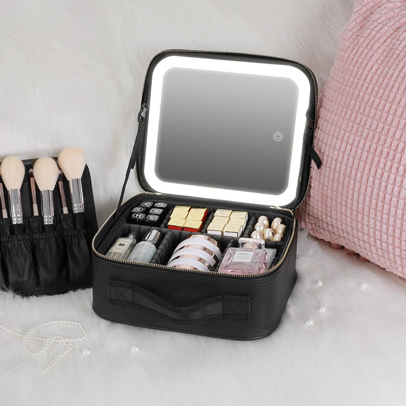 NoviaGlow Smart LED Makeup Bag – Travel Cosmetic Case
