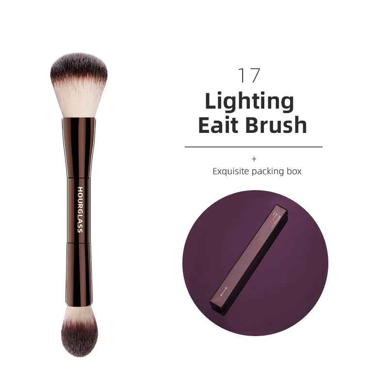 NoviaGlow Hourglass Makeup Brush – Professional Retractable Brush for Foundation, Powder, Blush, Bronzer, Eyeshadow & More