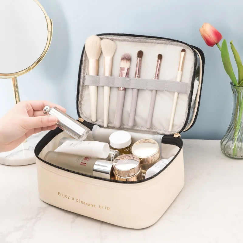 NoviaGlow Double-Layer Transparent Makeup Bag – Waterproof Travel Organizer