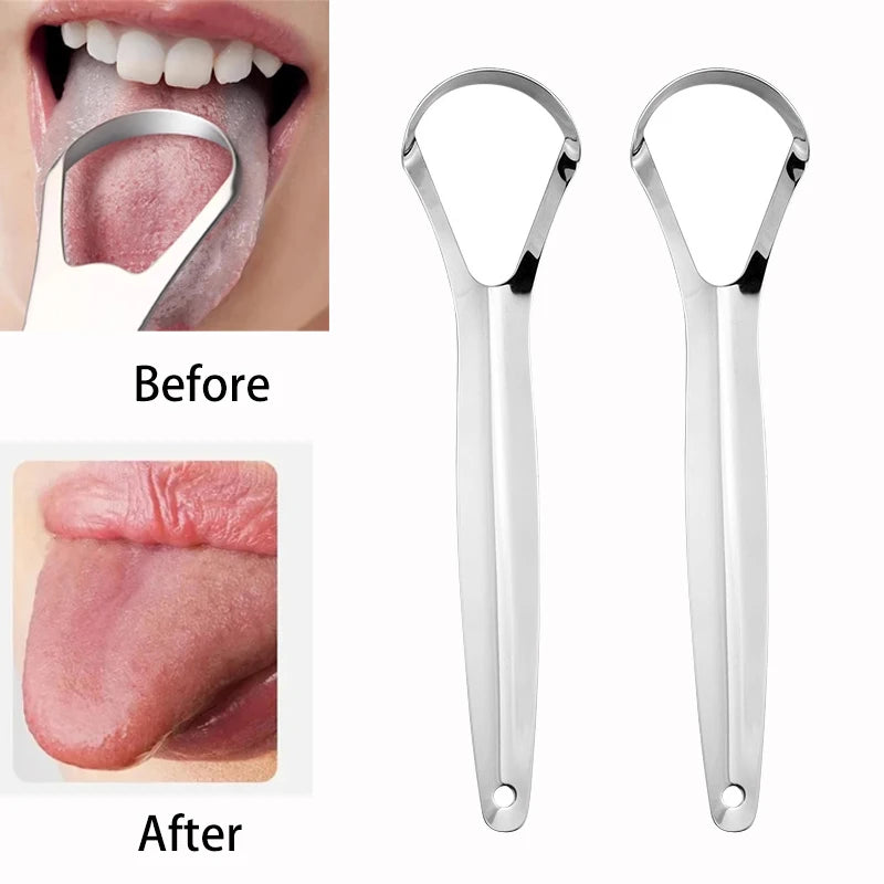 NoviaGlow Stainless Steel Tongue Scraper – Oral Hygiene Tool for Fresh Breath, Tongue Coating & Halitosis Removal