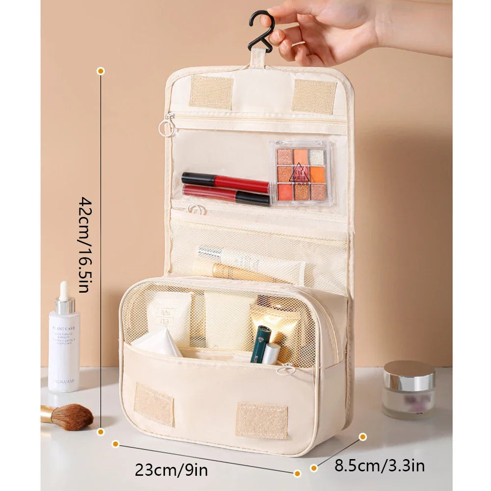 NoviaGlow Travel Makeup Bag – Waterproof Hanging Organizer