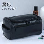 NoviaGlow Hanging Travel Makeup Bag – Large Capacity PU Leather Double-Layer Wash Bag & Men’s Toiletry Organizer