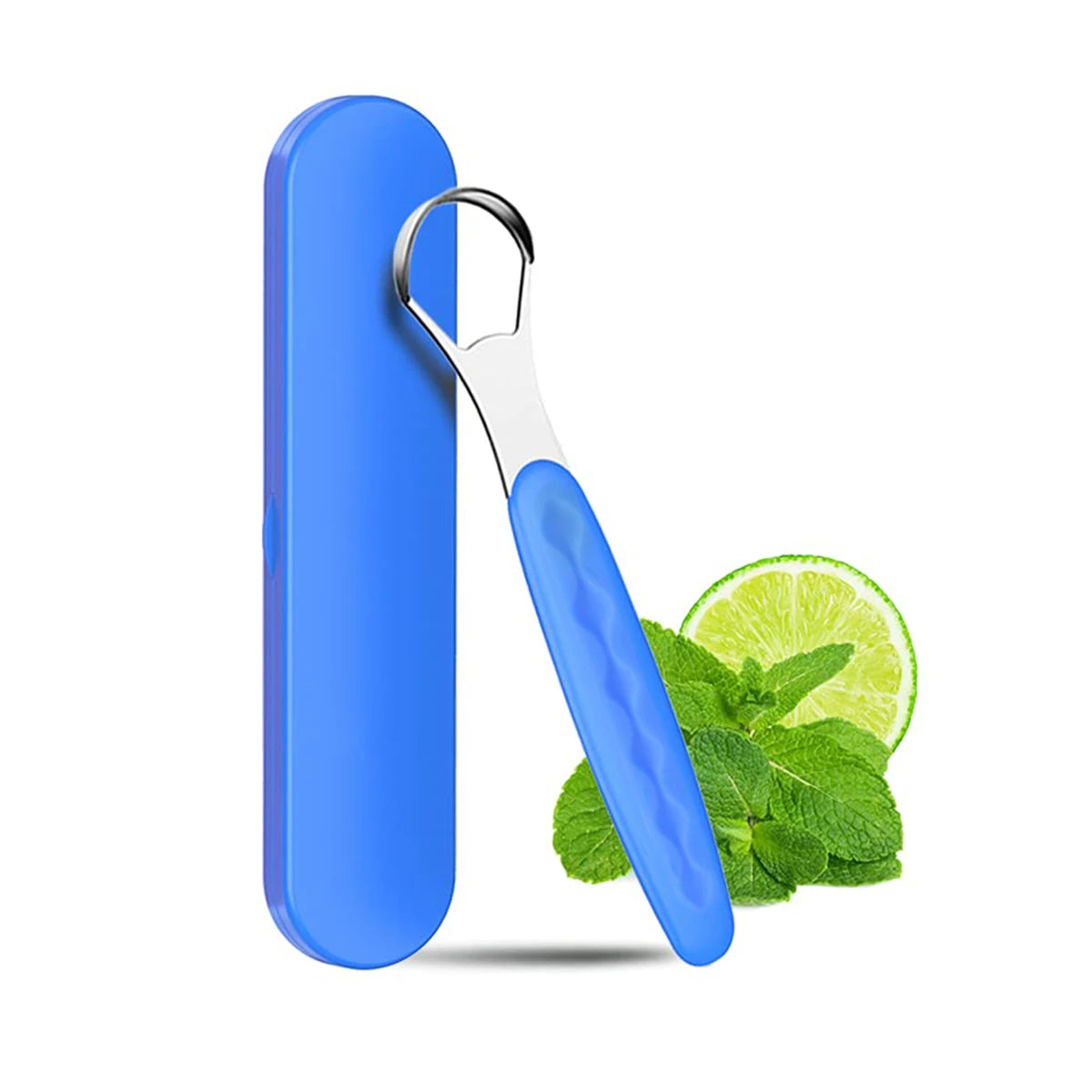 NoviaGlow Stainless Steel Tongue Cleaner with Portable Case – Oral Hygiene Scraper for Fresh Breath & Dental Care (Adults & Kids)