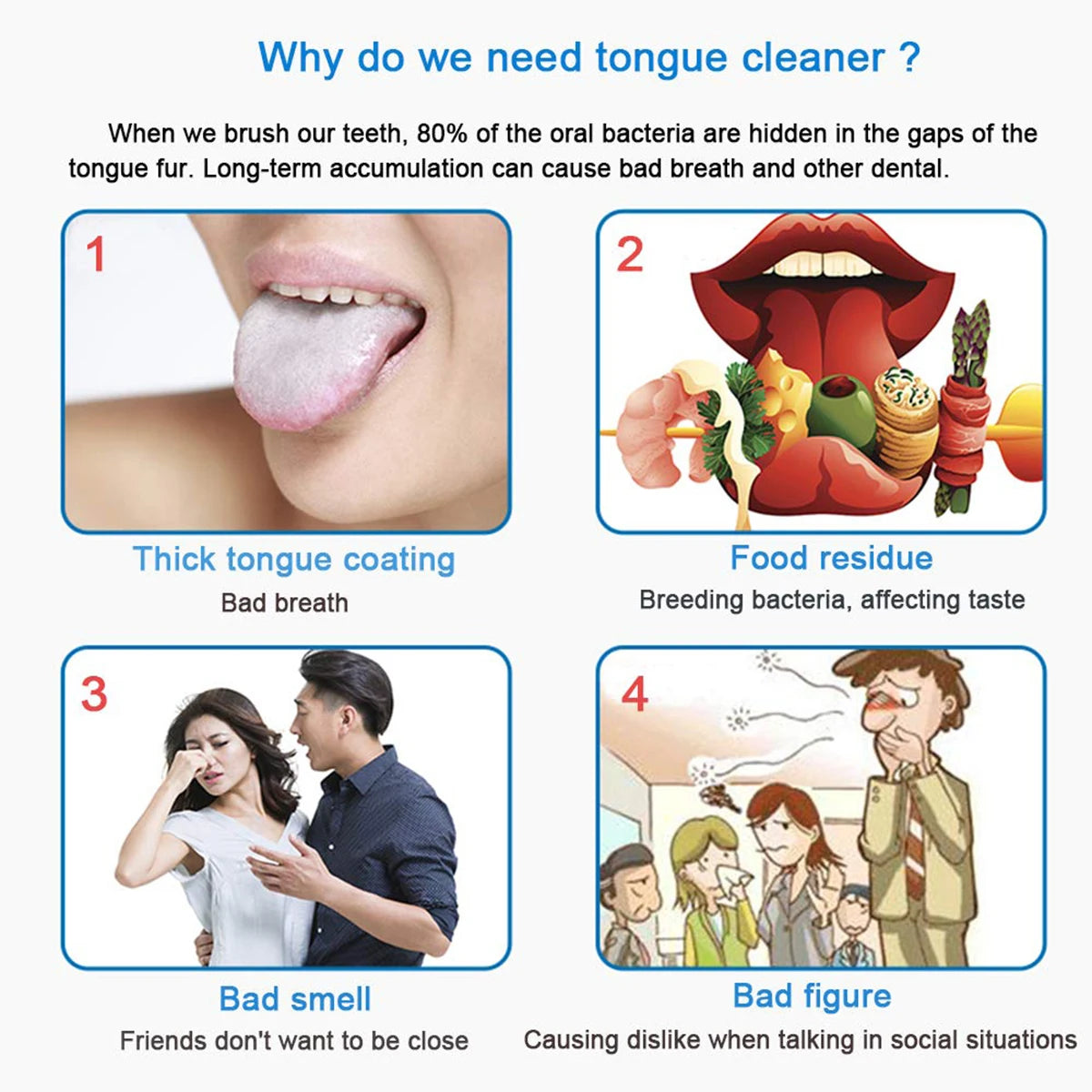 NoviaGlow Stainless Steel Tongue Cleaner with Portable Case – Oral Hygiene Scraper for Fresh Breath & Dental Care (Adults & Kids)