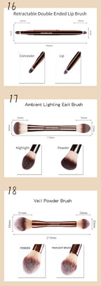 NoviaGlow Hourglass Makeup Brush – Professional Retractable Brush for Foundation, Powder, Blush, Bronzer, Eyeshadow & More