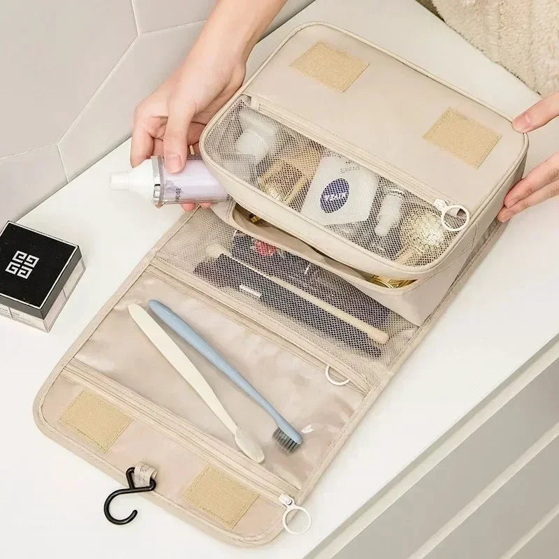 NoviaGlow Travel Makeup Bag – Waterproof Hanging Organizer