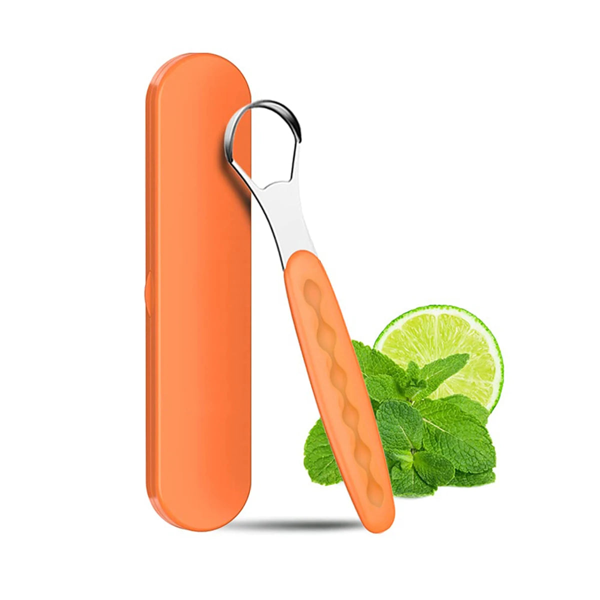 NoviaGlow Stainless Steel Tongue Cleaner with Portable Case – Oral Hygiene Scraper for Fresh Breath & Dental Care (Adults & Kids)
