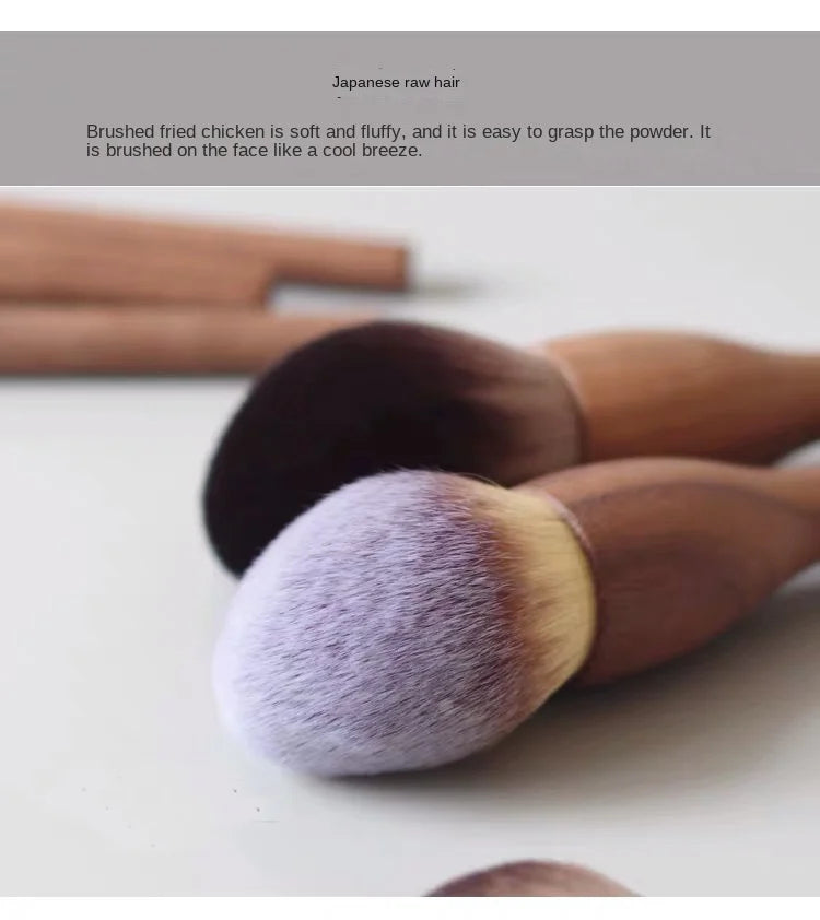 NoviaGlow European Vintage Walnut Wood Handle Makeup Brush – Ultra-Soft Powder, Blush, Contour & Foundation Brush