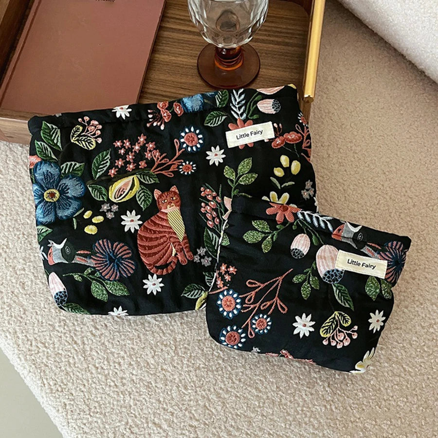 NoviaGlow Mini Cosmetic Pouch – Plant Print Storage Bag