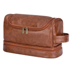NoviaGlow Hanging Travel Makeup Bag – Large Capacity PU Leather Double-Layer Wash Bag & Men’s Toiletry Organizer