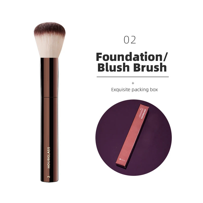 NoviaGlow Hourglass Makeup Brush – Professional Retractable Brush for Foundation, Powder, Blush, Bronzer, Eyeshadow & More