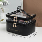 NoviaGlow Double-Layer Transparent Makeup Bag – Waterproof Travel Organizer