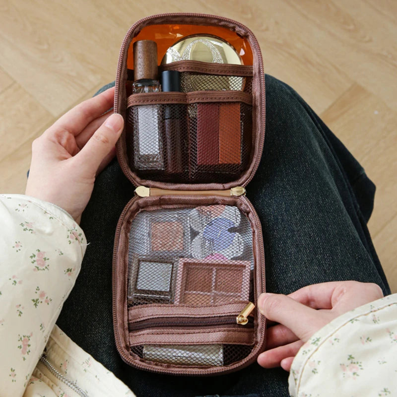 NoviaGlow Mini Clear Travel Makeup Bag – Small Cute Preppy Zipper Cosmetic Pouch & Toiletry Organizer for Women