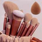 NoviaGlow Professional Makeup Brush Set – 13/14/15/16 Piece Soft Fluffy Face & Eye Brushes with Kabuki & Storage Bag