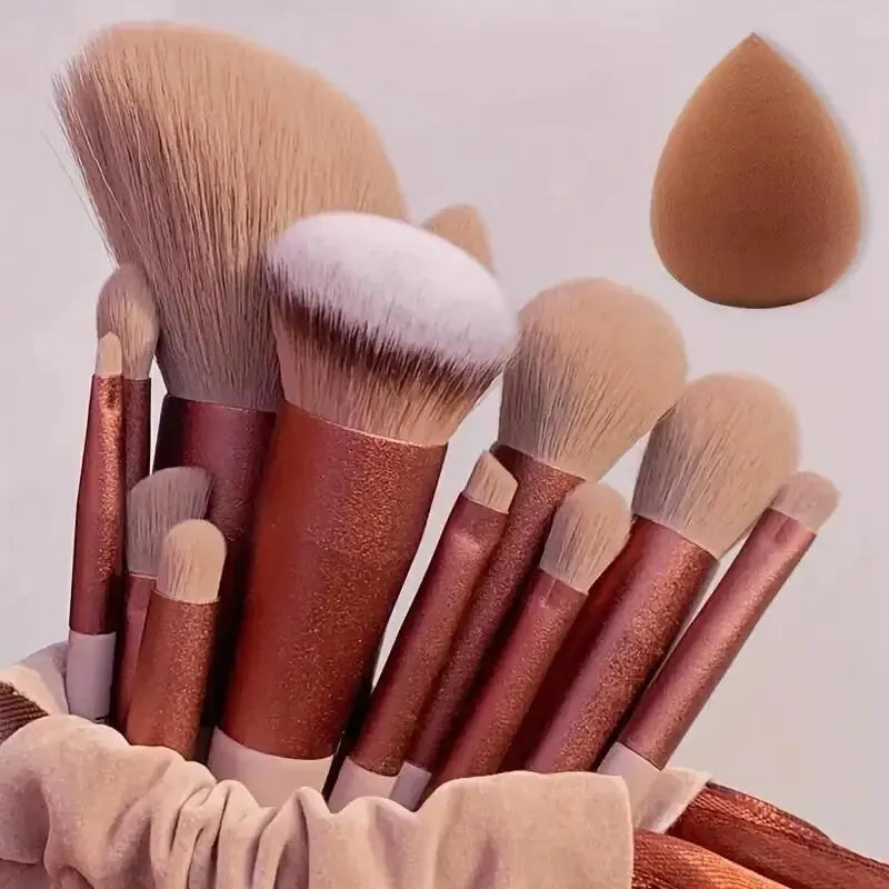 NoviaGlow Professional Makeup Brush Set – 13/14/15/16 Piece Soft Fluffy Face & Eye Brushes with Kabuki & Storage Bag