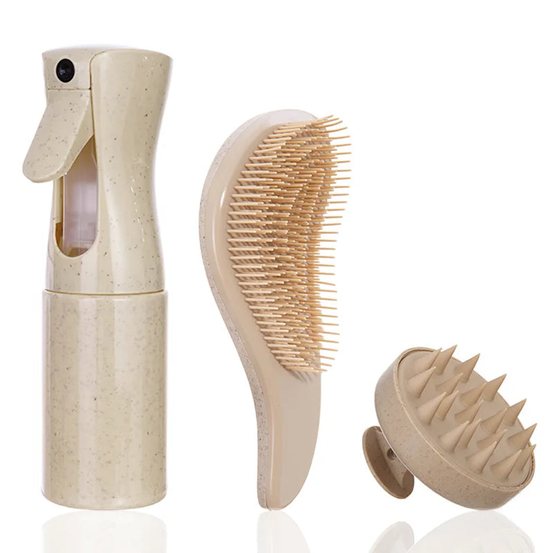 NoviaGlow 3-Piece Wheat Straw Hair Brush & Comb Set