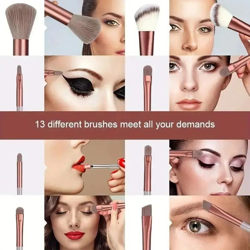 NoviaGlow Professional Makeup Brush Set – 13/14/15/16 Piece Soft Fluffy Face & Eye Brushes with Kabuki & Storage Bag