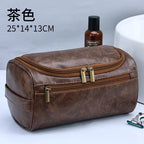 NoviaGlow Hanging Travel Makeup Bag – Large Capacity PU Leather Double-Layer Wash Bag & Men’s Toiletry Organizer