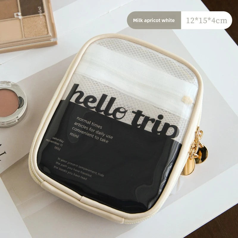 NoviaGlow Mini Clear Travel Makeup Bag – Small Cute Preppy Zipper Cosmetic Pouch & Toiletry Organizer for Women