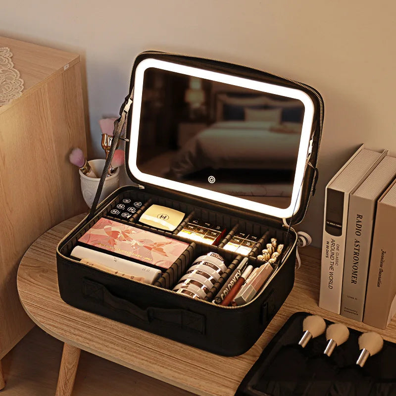 NoviaGlow Smart LED Makeup Bag – Travel Cosmetic Case