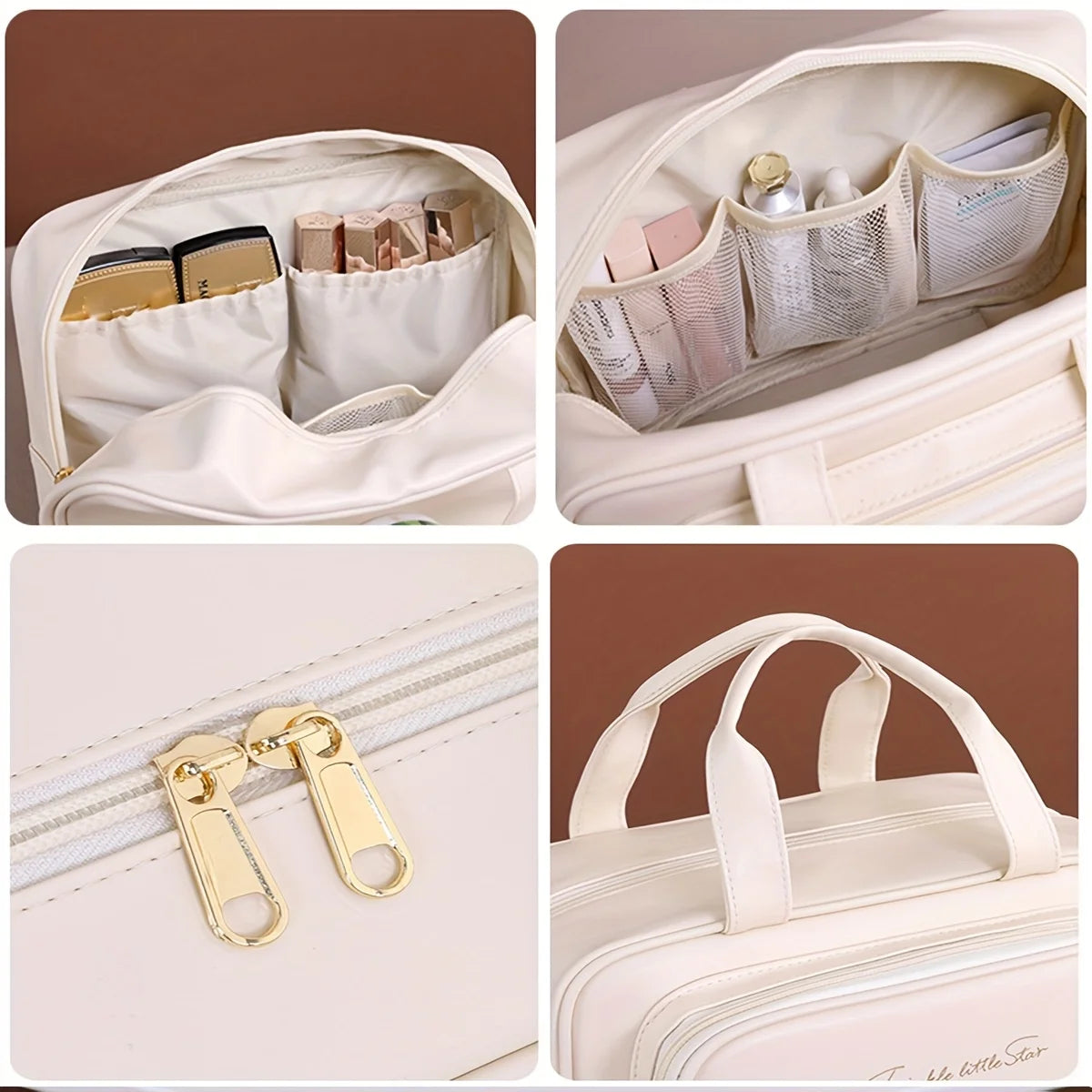 NoviaGlow Double-Layer Makeup Bag – Waterproof Travel Organizer