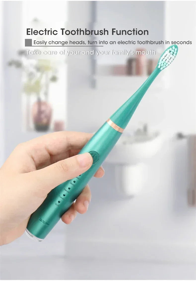 NoviaGlow Sonic Electric Toothbrush 3-in-1 – Tartar Remover, Teeth Whitening, USB Rechargeable with Replaceable Brush Heads