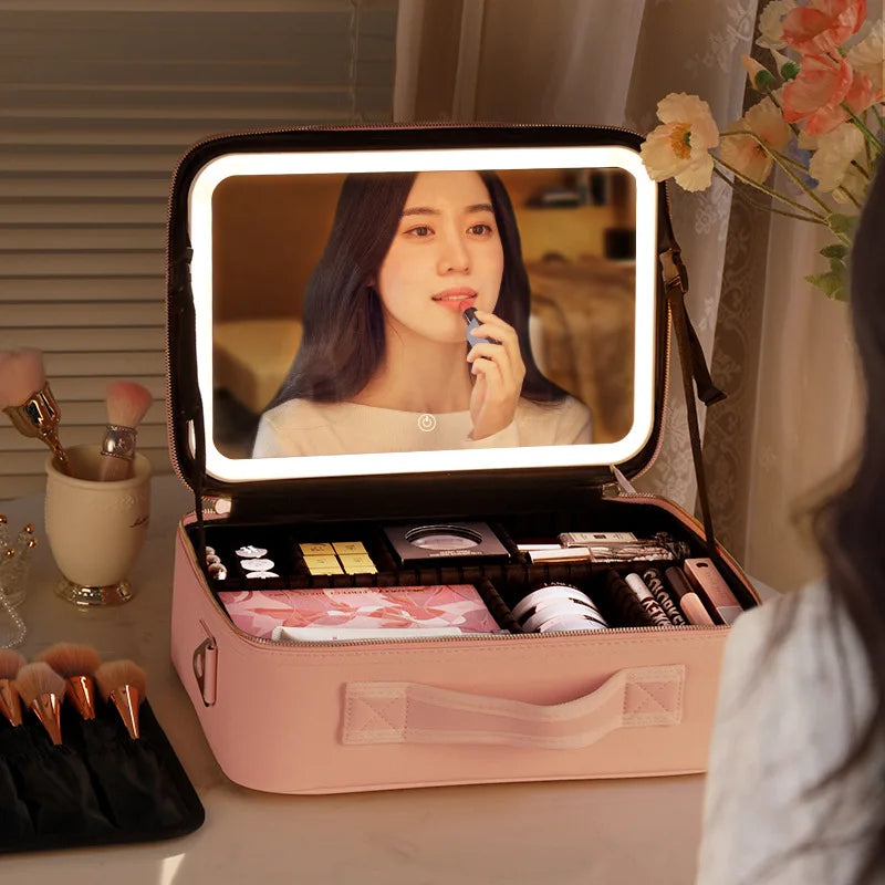 NoviaGlow Smart LED Makeup Bag – Travel Cosmetic Case