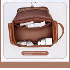 NoviaGlow Hanging Travel Makeup Bag – Large Capacity PU Leather Double-Layer Wash Bag & Men’s Toiletry Organizer