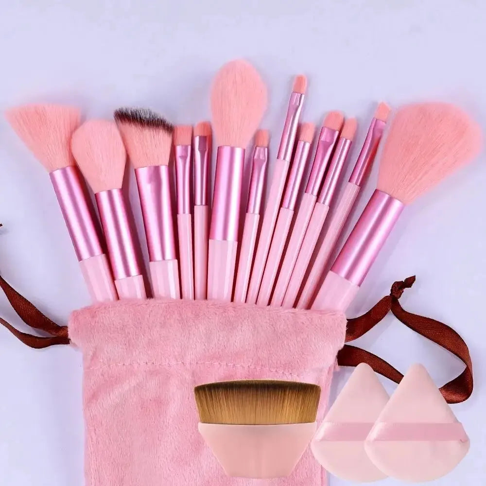 NoviaGlow Professional Makeup Brush Set – 13/14/15/16 Piece Soft Fluffy Face & Eye Brushes with Kabuki & Storage Bag