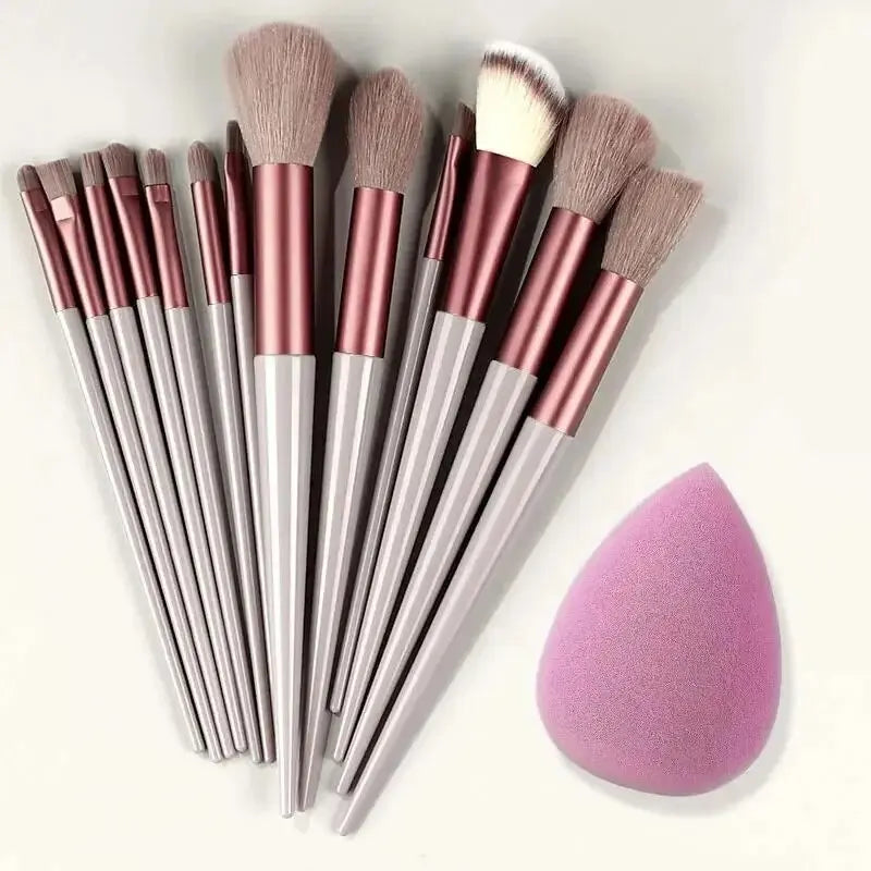 NoviaGlow Professional Makeup Brush Set – 13/14/15/16 Piece Soft Fluffy Face & Eye Brushes with Kabuki & Storage Bag