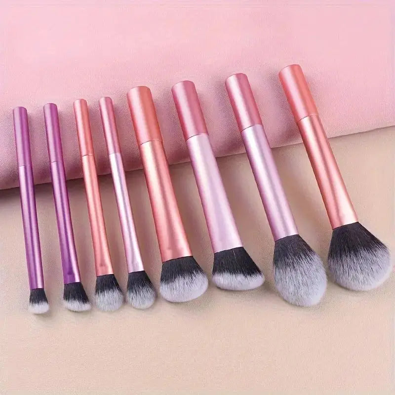 NoviaGlow 8pcs Professional Makeup Brush Set – Soft Synthetic Bristles, Cruelty-Free, Easy to Clean, for Foundation, Blush & Eyeshadow