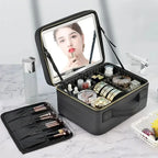 NoviaGlow Smart LED Makeup Case with Mirror – Portable Travel Cosmetic Bag & Skincare Organizer for Women