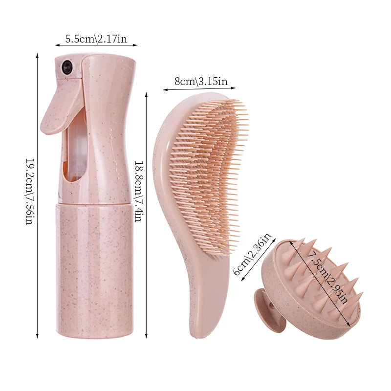 NoviaGlow 3-Piece Wheat Straw Hair Brush & Comb Set
