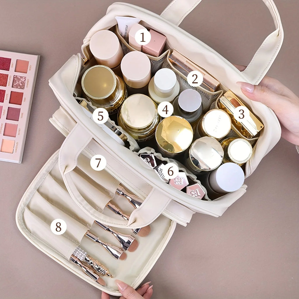 NoviaGlow Double-Layer Makeup Bag – Waterproof Travel Organizer