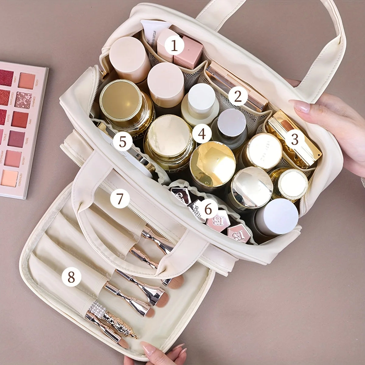 NoviaGlow Double-Layer Makeup Bag – Waterproof Travel Organizer