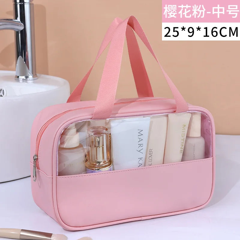 NoviaGlow Transparent Travel Makeup Bag – Waterproof Organizer
