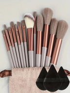 NoviaGlow Professional Makeup Brush Set – 13/14/15/16 Piece Soft Fluffy Face & Eye Brushes with Kabuki & Storage Bag