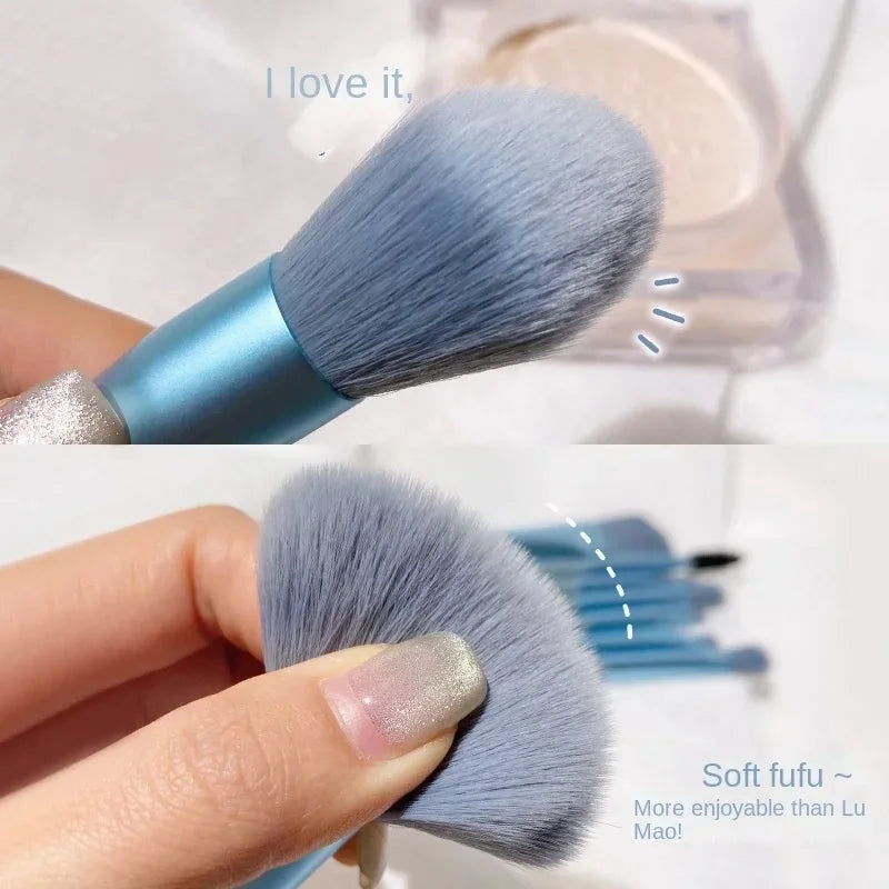 NoviaGlow Portable 8pcs Makeup Brush Set – Soft Synthetic Brushes for Foundation, Concealer, Blush, Powder & Eyeshadow | Compact Travel Beauty Kit