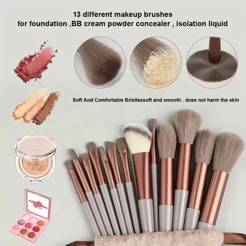 NoviaGlow Professional Makeup Brush Set – 13/14/15/16 Piece Soft Fluffy Face & Eye Brushes with Kabuki & Storage Bag
