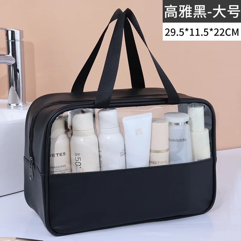 NoviaGlow Transparent Travel Makeup Bag – Waterproof Organizer
