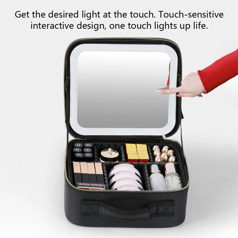 NoviaGlow Smart LED Makeup Bag – Travel Cosmetic Case